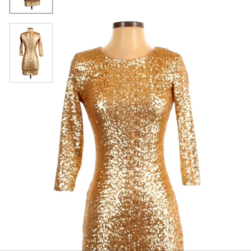 Gold sequin zipper back dress